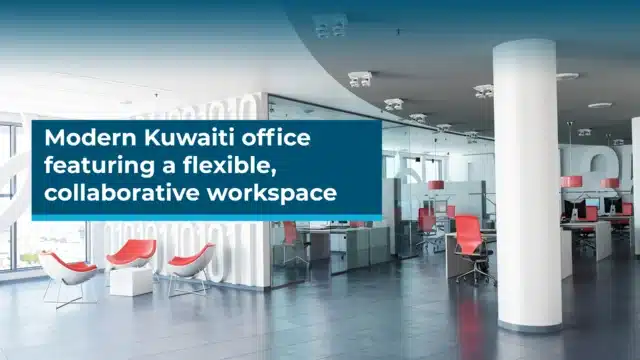 Modern Kuwaiti office featuring a flexible, collaborative workspace